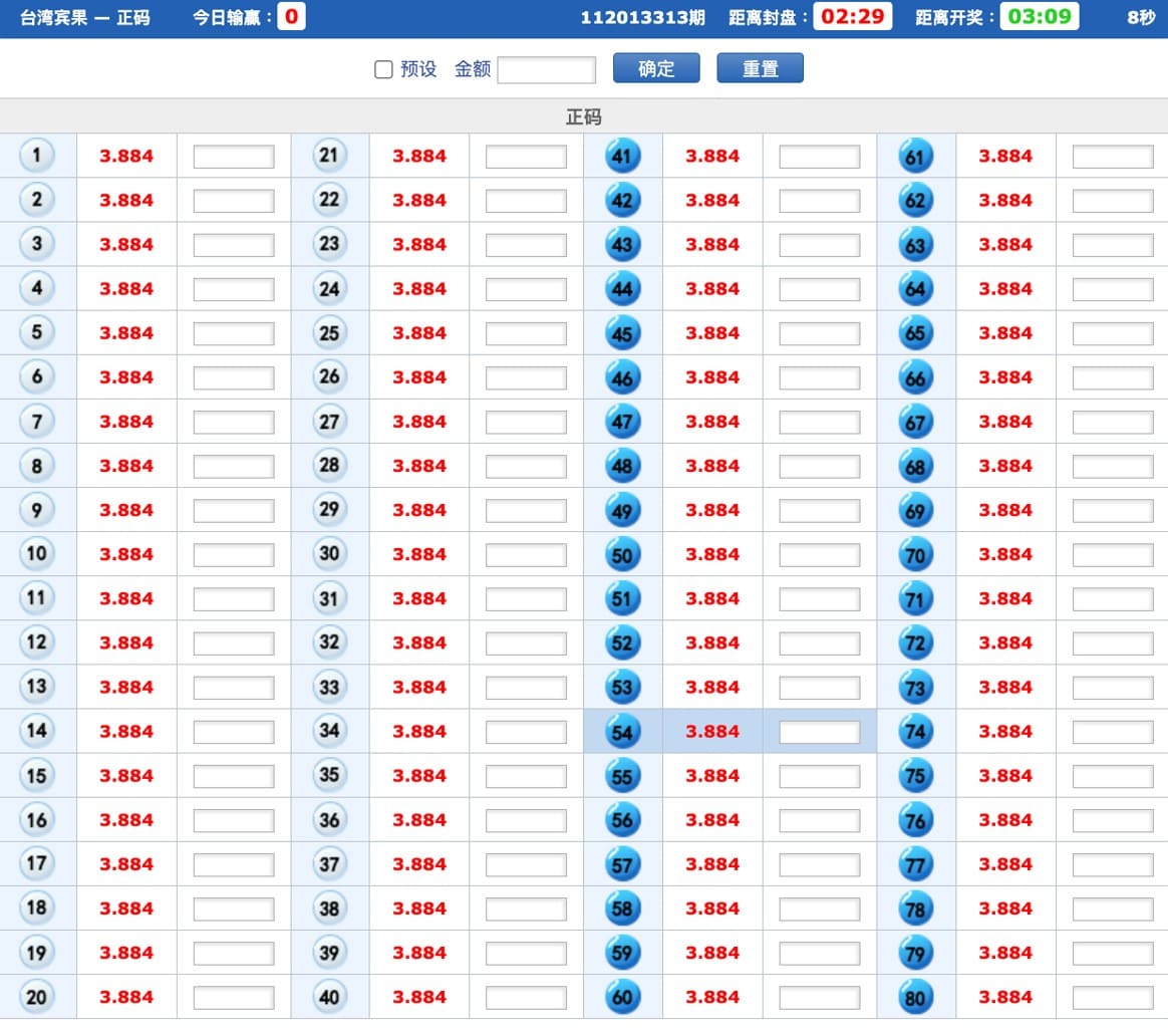 台灣賓果、極速快樂特殊基礎玩法-正碼