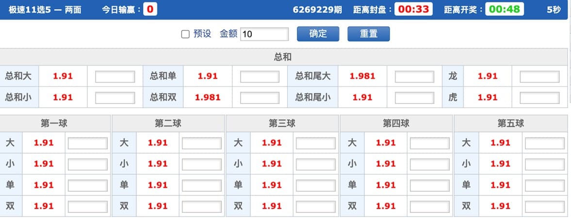 GS彩樂園-極速11選5-兩面